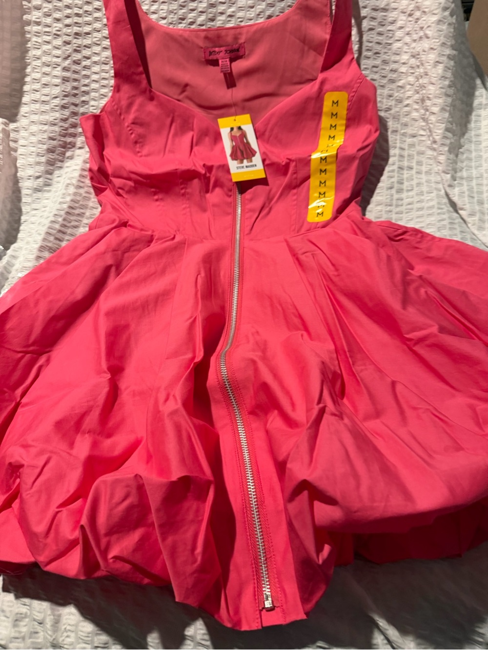 Steve Madden Raspberry Zip-Front Sweetheart Mini Dress - Picture 4 of 16